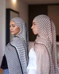 Ladies wearing a chifon keffaya scarf.