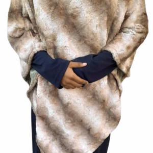 Fluffy Faux Fur Collar Poncho
